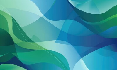 Canvas Print - Abstract Green and Blue Waves Design Background