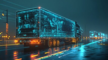 futuristic shipping road hologram