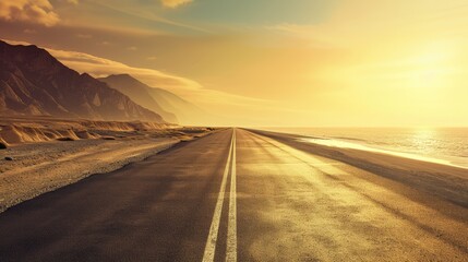 Canvas Print - Scenic Coastal Road at Golden Sunset