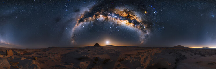 Poster - Majestic Milky Way Arc over Desert Landscape