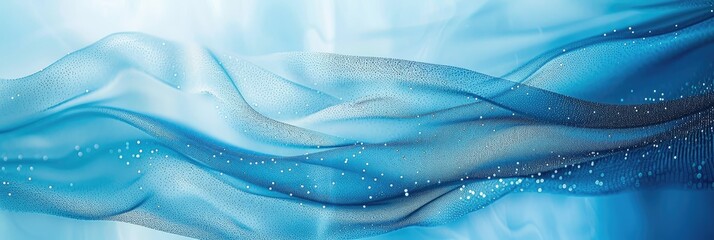 Poster - Elegant Blue Satin Fabric with Sparkling Wave