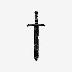 Vintage black medieval sword illustration