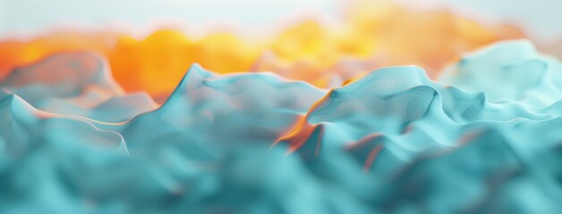 Poster - Abstract Gradient Waves Resembling Sunset Landscape