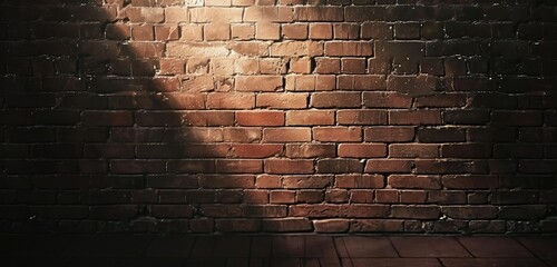 Poster - Spotlight on Textured Brick Wall Background