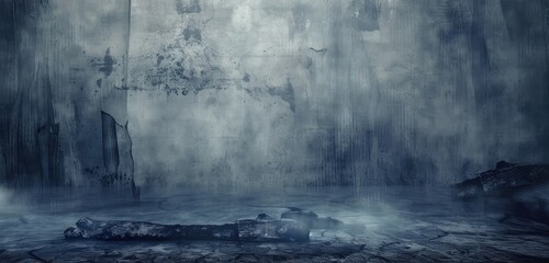 Poster - Eerie Blue Foggy Grunge Texture Background