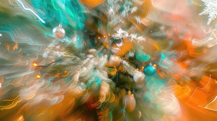 Canvas Print - Abstract Christmas Lights in Festive Blur