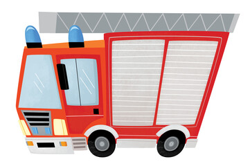 Wall Mural - cartoon scene with firetruck fire brigade car heavy duty truck isolated illustration for kids