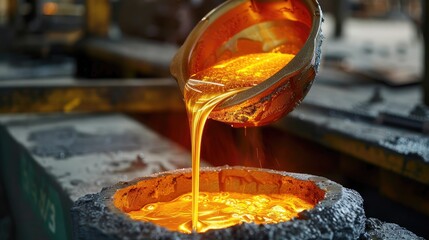 Wall Mural - Pouring Molten Metal in Foundry