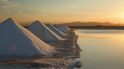 Poster - Salt Mounds at Sunset by the Water