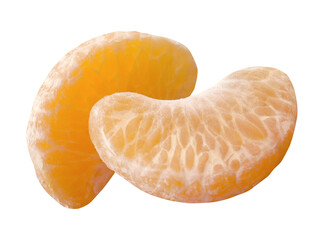 Mandarin, tangerine, orange slice isolated on transparent background