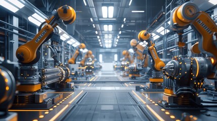 Wall Mural - Advanced Robotic Assembly Line in Operation