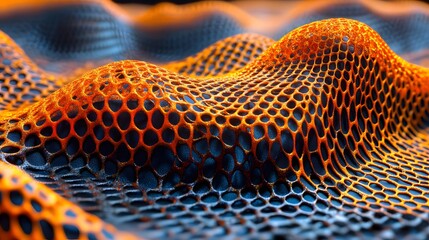 Abstract Orange and Blue Grid Pattern