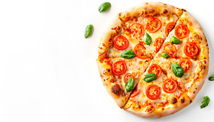 Canvas Print - Tasty Pizza isolated on white, top view