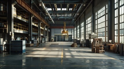 Canvas Print - Spacious Industrial Warehouse Interior