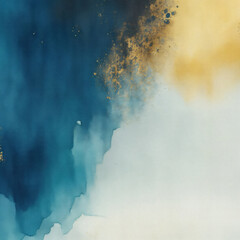 Wall Mural - Abstract dark Gray teal and golden watercolor paint grunge texture background