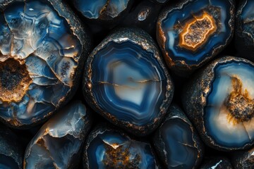 Wall Mural - Close-up of intricate agate stones with natural patterns