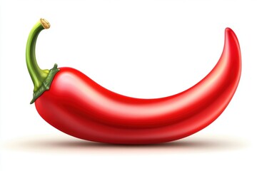 Vibrant red chili pepper on white background