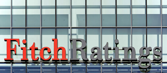 Building of financial credit rating agency Fitch Ratings. Concept of finance economy money currency banking business inflation wealth economic crisis investment savings