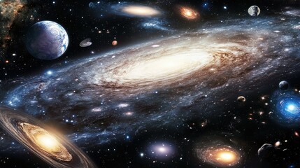Wall Mural - meteor shower streaking across a twilight sky space galaxy star nebula universe cosmos astronomy sci