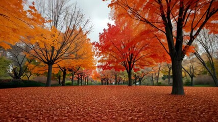 Wall Mural - Explore the vibrant autumn foliage and serene pathways of a beautiful forest in fall