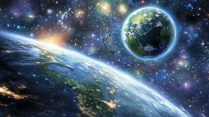 Wall Mural - galaxy space background cosmos univers ethereal nebula with vibrant colors and swirling patterns