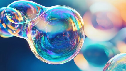 Poster - Close up of a colorful iridescent soap bubble.