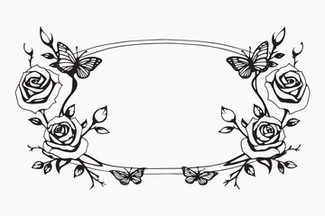 Wall Mural - Elegant floral butterfly frame