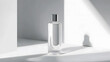 © Kraiwit - minimalistic mockup featuring a transparent toner bottle with a metallic cap, positioned in a pristine