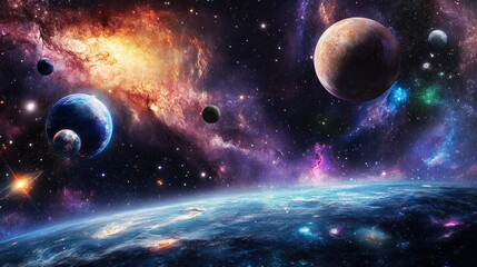 Wall Mural - galaxy space background cosmos univers ethereal nebula with vibrant colors and swirling patterns