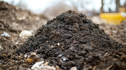 Rich Composting Process: Close-Up of Organic Waste Decomposing into Nutrient-Rich Soil