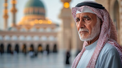 old Muslim man in the courtyard of the grand mosque