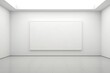 © Kristina - Blank white wall mockup in sunny modern empty gallery, 3d rendering. Clear big stand mock up in museum with contemporary art exhibitions. Large hall interior with wide banner exposition template.