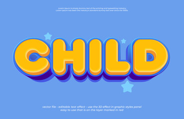 Wall Mural - Child 3d text effect with bold font style