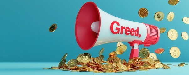 Poster - Greed and Money - Megaphone with Coins