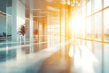 Wall Mural - Bright and Spacious Modern Office with Sunlight Streaming Through Windows