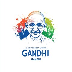 Wall Mural - illustration of Mahatma Gandhi 2nd October Gandhi jayanti white background