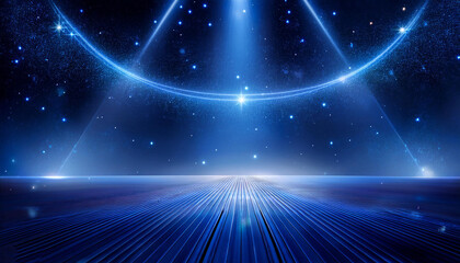 Wall Mural - abstract 3d stage lights in the shape of celestial bodies, starry night backdrop