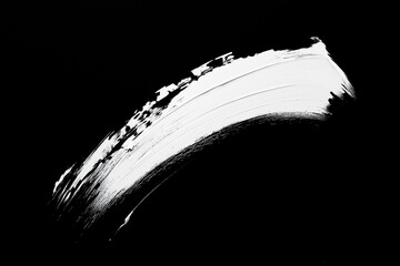 Wall Mural - bright white brush stroke of paint on black background