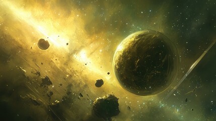 Wall Mural - shimmering glow of celestial bodies in space