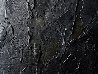 Wall Mural - A black wall with a rough texture. The wall is covered in paint and has a grungy appearance