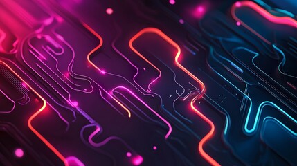 Abstract Wavy Lines with Neon Pink and Blue Glowing Effect