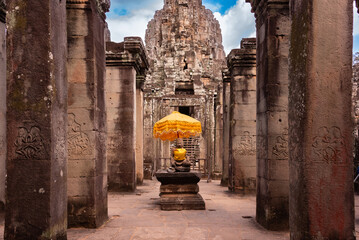 Wall Mural - Bayon temple, ancient temple ruins in Cambodia