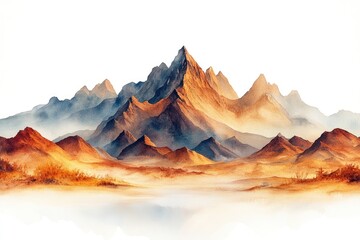 Sticker - Watercolor Mountain Range in Dawn Light