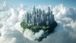 © STGZ. - A floating island in the clouds with futuristic buildings and technology integrated into nature