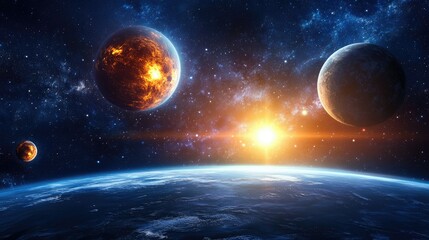 Wall Mural - shimmering glow of celestial bodies in space