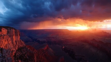 Canvas Print - Grand Canyon sunset with dramatic clouds.