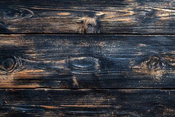 Wall Mural - Textured Dark Wooden Surface with Natural Grain Patterns