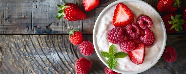 Yogurt Parfait with Strawberries and Raspberries