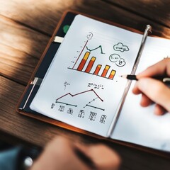 Wall Mural - Hand drawing financial charts on a notepad.