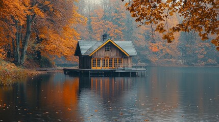 romantic old ancient wooden boat house at sea, ocean or lake coast